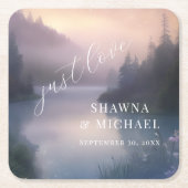 Moonlit Lake Forest Woodland Fantasy Wedge Rechteckiger Pappuntersetzer (Vorderseite)