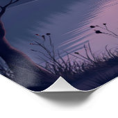 Moonlit Lake Romantic Night Valentine’s Day  Poster (Ecke)