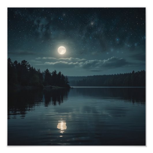 Moonlit Lake Serenity Fotodruck (Vorne)