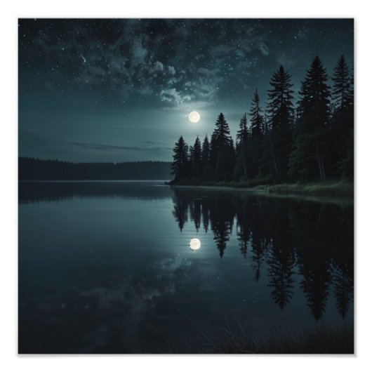 Moonlit Lake Serenity Fotodruck (Vorne)