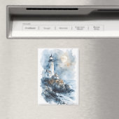 Moonlit Lighthouse an der Rocky Coastline Magnet (In Situ (Geschirrspüler))