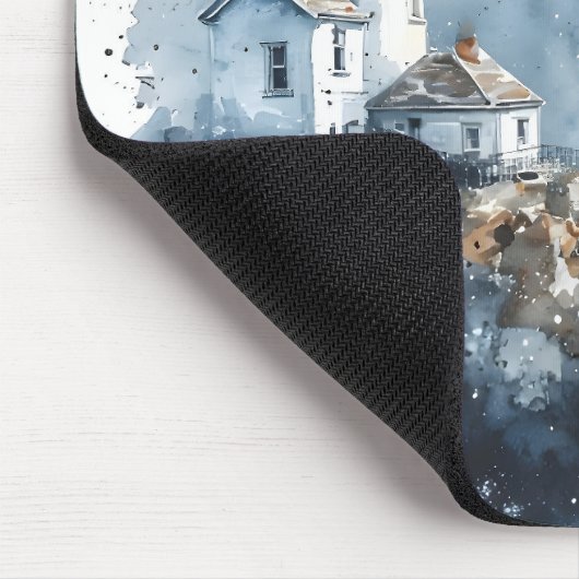 Moonlit Lighthouse an der Rocky Coastline Mousepad (Ecke)