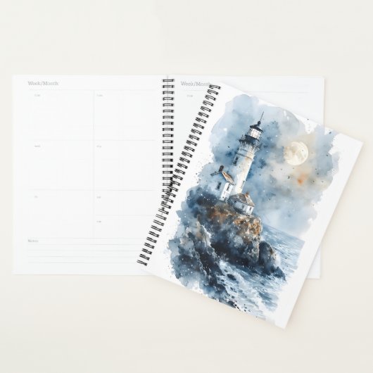 Moonlit Lighthouse an der Rocky Coastline Planer (Anzeige)