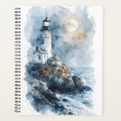 Moonlit Lighthouse an der Rocky Coastline Planer (Vorderseite)