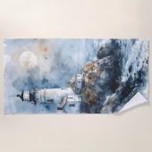 Moonlit Lighthouse an der Rocky Coastline Strandtuch (Vorderseite)