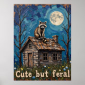 Moonlit Lookout: Raccoon auf dem Dach der Kabine Poster (Vorne)