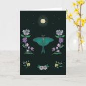 Moonlit Luna Moth Garden 5x7 Greeting Card Karte (Gelbe Blume)