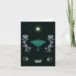 Moonlit Luna Moth Garden Small Greeting Card Dankeskarte