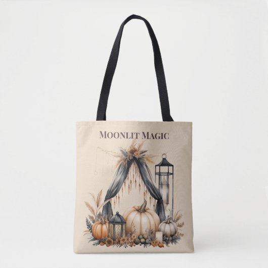 Moonlit Magic Boho Skull & Pumpkin - Herbsthexe Tasche (Vorderseite)