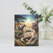 Moonlit Majestät: Wolf auf dem Berg Postkarte (Stehend Vorderseite)