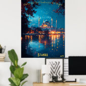 Moonlit Majesty of Istanbul - Verzaubernde Skyline Poster (Heimbüro)