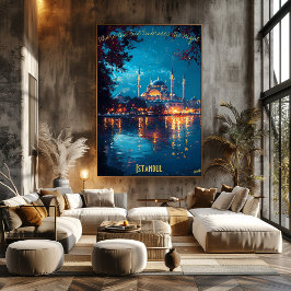 Moonlit Majesty of Istanbul - Verzaubernde Skyline Poster