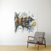 Moonlit Malice: Das Hexenhour-Manor-Halloween Wandteppich (Beispiel (Horizontal))