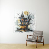 Moonlit Malice: Das Hexenhour-Manor-Halloween Wandteppich (Beispiel)