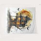 Moonlit Manor Halloween Wandteppich (Vorderseite (Horizontal))