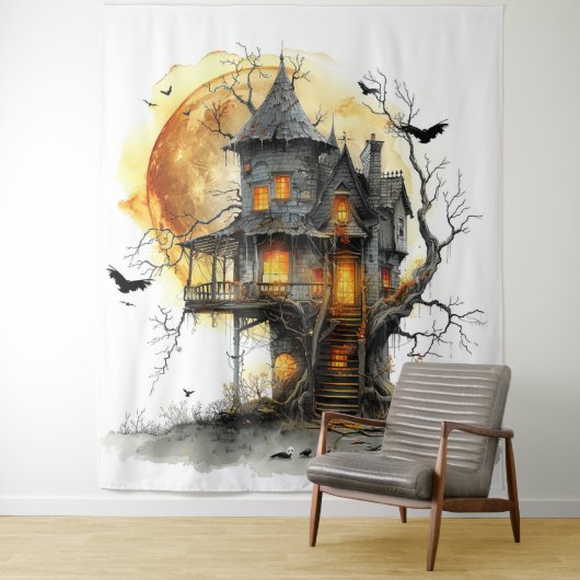 Moonlit Manor Halloween Wandteppich (Beispiel)