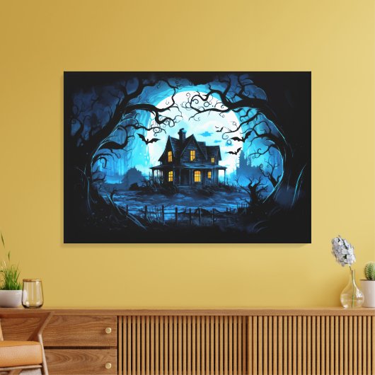 Moonlit Manor Spuk House Leinwanddruck (Insitu (Wohnzimmer))