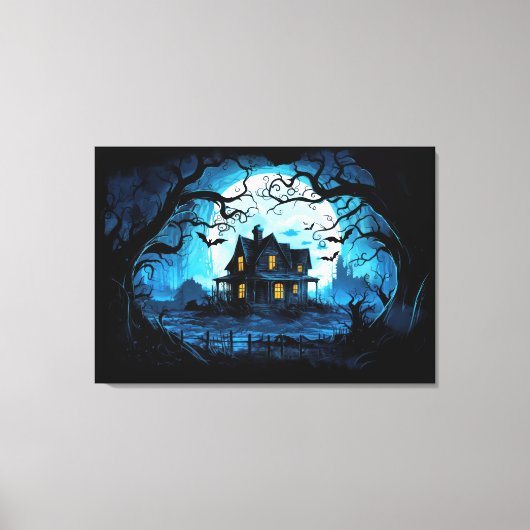 Moonlit Manor Spuk House Leinwanddruck (Vorderseite)