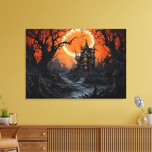 Moonlit Manor Spuk House Leinwanddruck (Insitu (Wohnzimmer))