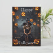 Moonlit Masquerade: Eine verzauberte Halloween-Aff Einladung (Stehend Vorderseite)