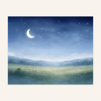 Moonlit Meadow Nursery Wall Art Poster