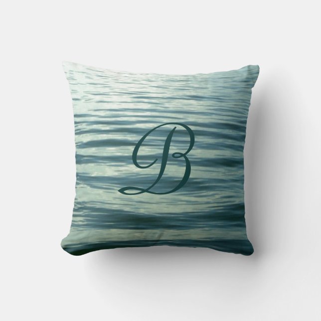 Moonlit Meer mit Monogramm Kissen (Vorderseite)
