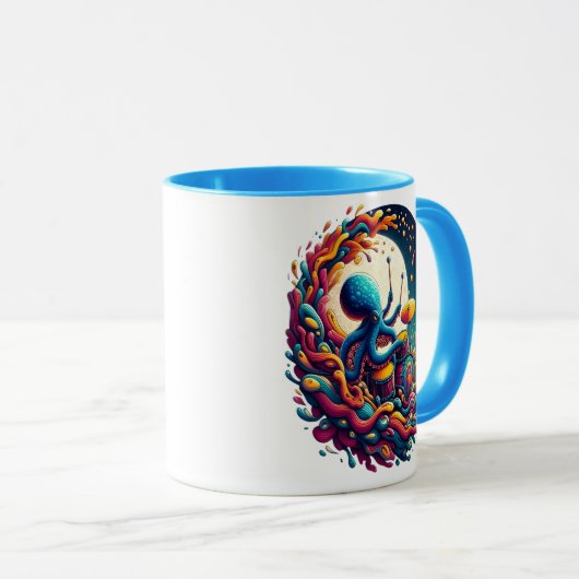 Moonlit Melodies Octopus Drummer Tasse (VorderseiteRechts)