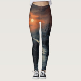Moonlit Menace: Der Spuk Schwarzwald bei Dämmerung Leggings