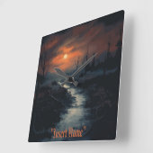 Moonlit Menace: Der Spuk Schwarzwald bei Dämmerung Quadratische Wanduhr (Winkel)