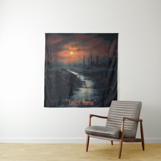 Moonlit Menace: Der Spuk Schwarzwald bei Dämmerung Wandteppich (Beispiel)