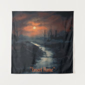 Moonlit Menace: Der Spuk Schwarzwald bei Dämmerung Wandteppich (Vorderseite)