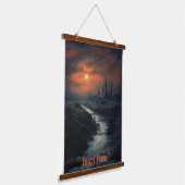 Moonlit Menace: Der Spuk Schwarzwald bei Dämmerung Wandteppich Mit Holzrahmen (Gewinkelt)