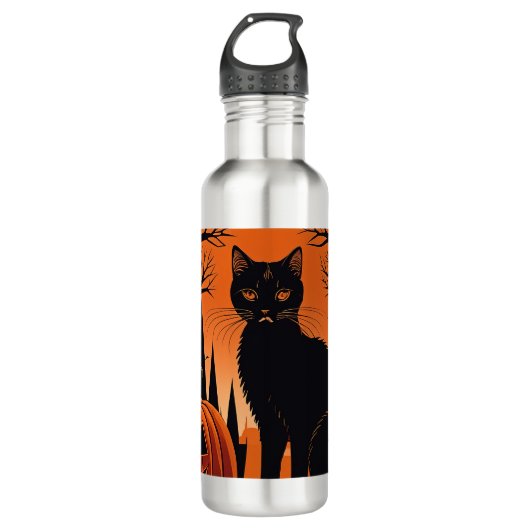 Moonlit Meow Edelstahlflasche (Vorderseite)