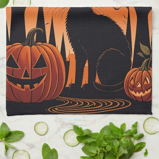 Moonlit Meow Geschirrtuch (Gefaltet)