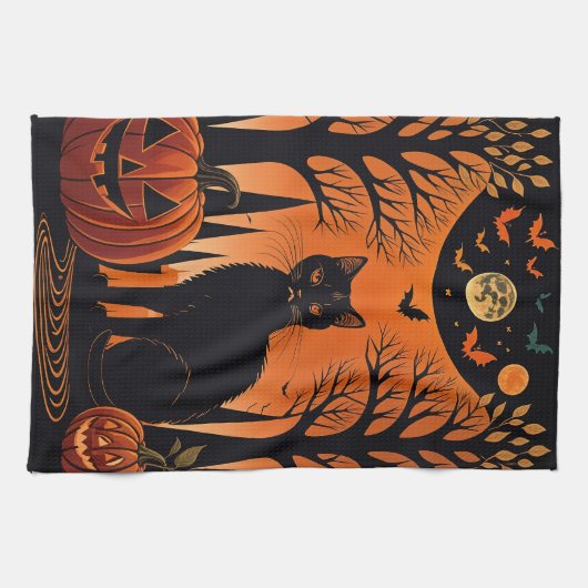 Moonlit Meow Geschirrtuch (Horizontal)