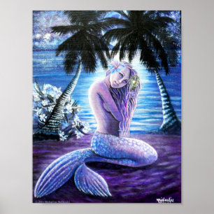 Moonlit Mermaid Art Print Poster