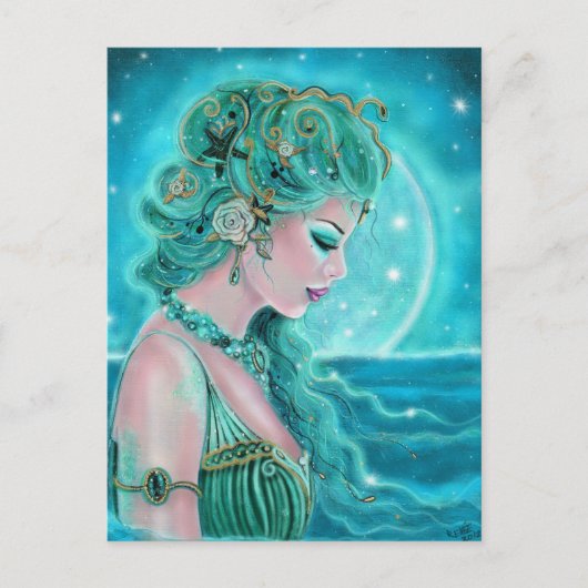 Moonlit Mermaid von Renee Lavoie Postkarte (Vorderseite)