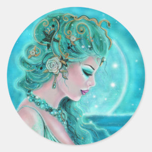 Moonlit Mermaid von Renee Lavoie Runder Aufkleber