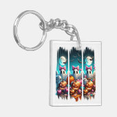 Moonlit Mischief - Geister in rosa Bögen Schlüsselanhänger (Vorderseite links)