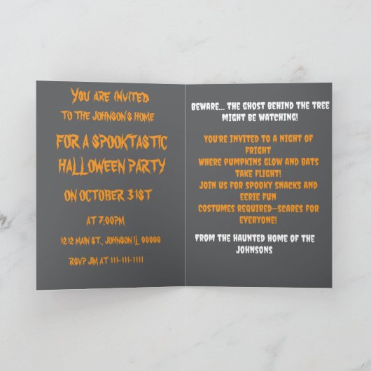 Moonlit Mischief mit Ghost & Pumpkin Einladung (Innenseite)