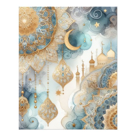 Moonlit Moschee Ruhe für Ramadan Fotodruck (Vorne)