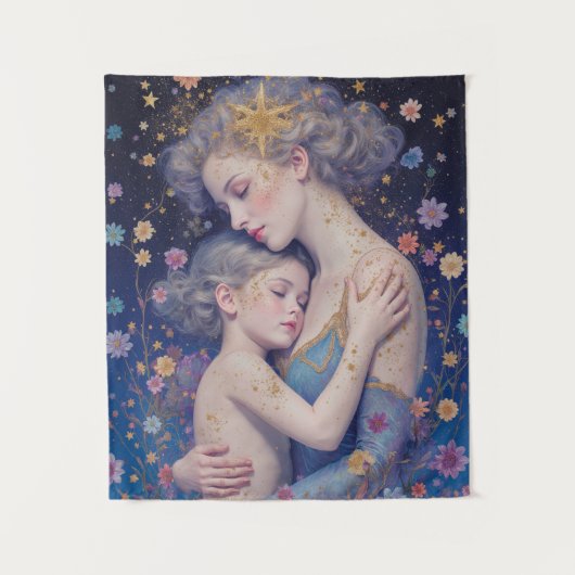 Moonlit Mother’s Embrace Tapestry Wandteppich (Vorderseite)