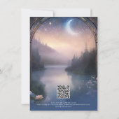 Moonlit Mountain Forest Lake Stars Details Hochzei Einladung (Rückseite)