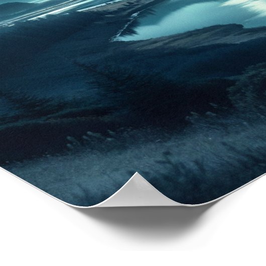 Moonlit Mountain River Under Stars Poster (Ecke)