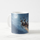 Moonlit Mountain Santa Reindeer Sleigh Christmas Kaffeetasse (Vorderseite Links)