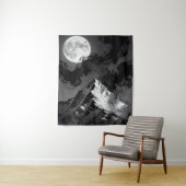 Moonlit Mountain Tapestry | Dark Ink Clouds  Wandteppich (Beispiel)