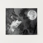 Moonlit Mountain Tapestry | Dark Ink Clouds  Wandteppich (Vorderseite (Horizontal))