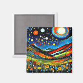 Moonlit Mountain Wiese 4 Magnet (Vorderseite/Rückseite)