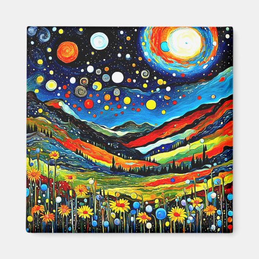 Moonlit Mountain Wiese 4 Magnet (Vorne)