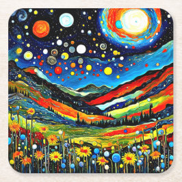 Moonlit Mountain Wiese 4 Rechteckiger Pappuntersetzer